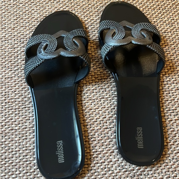 New Melissa soulmate black slides in size 10 - Picture 2 of 6